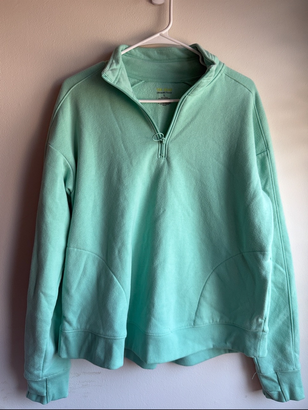 Tek Gear Ultrasoft Fleece Mint Quarter Zip Pullover Sweatshirt Large